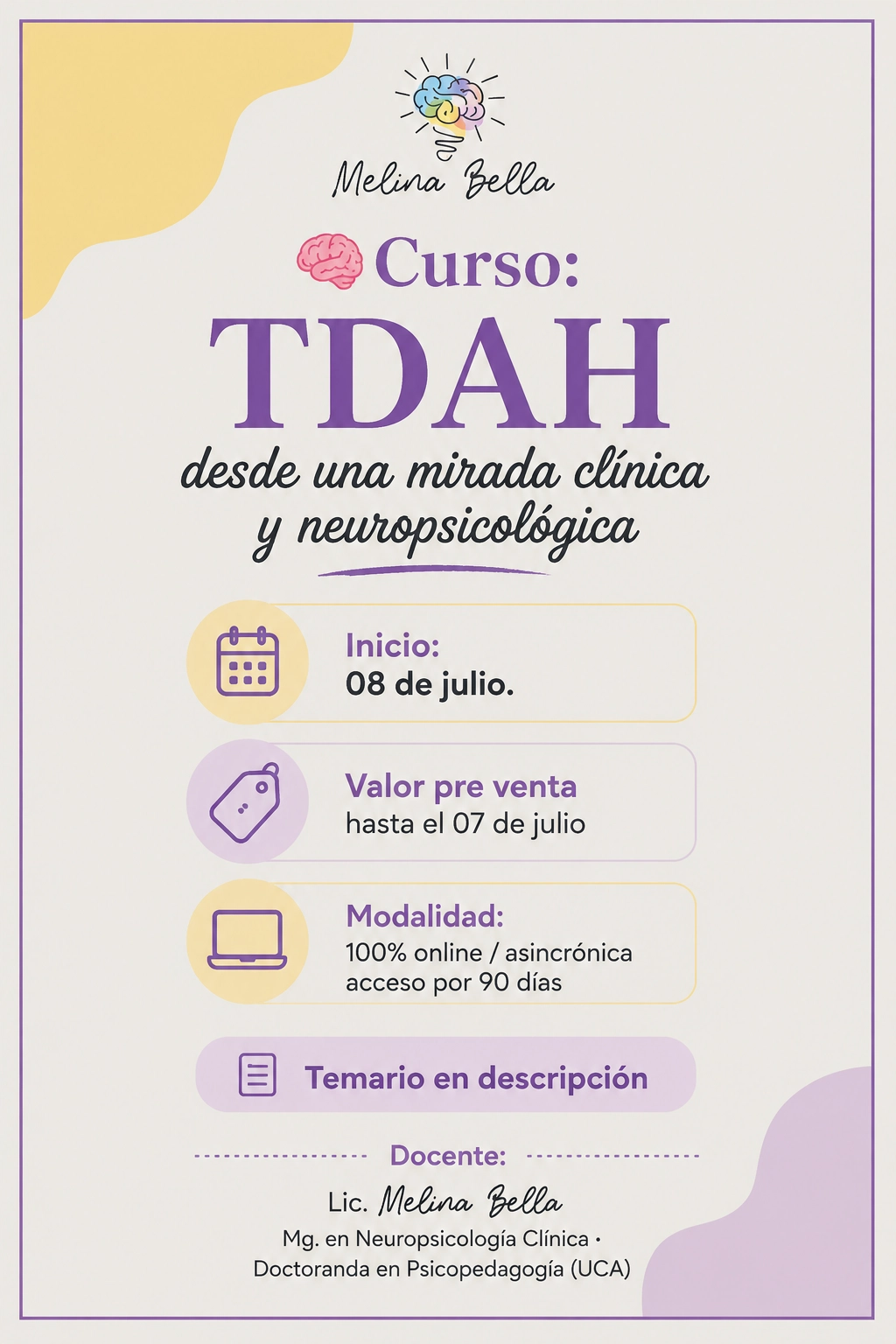 Curso TDAH desde una mirada clínica y neuropsicológica